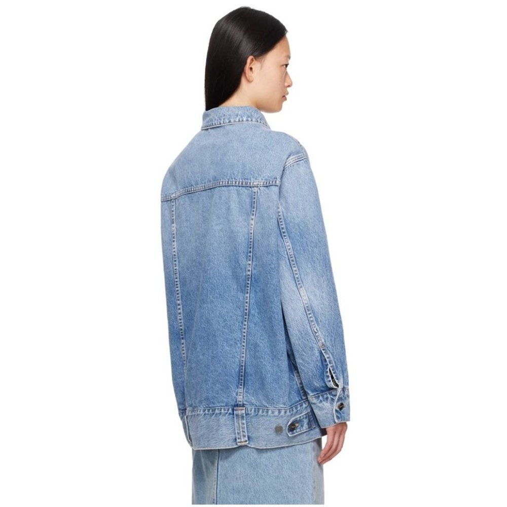 Khaite Women's Grizzo Oversize Trucker Stonewashed Made in USA Denim Jacket - Picture 3 of 11